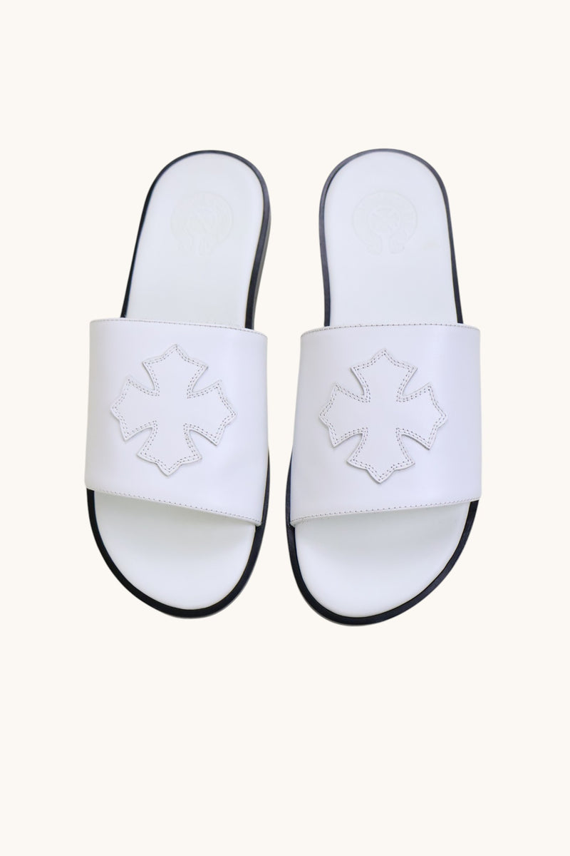 Plus Patch White Slides