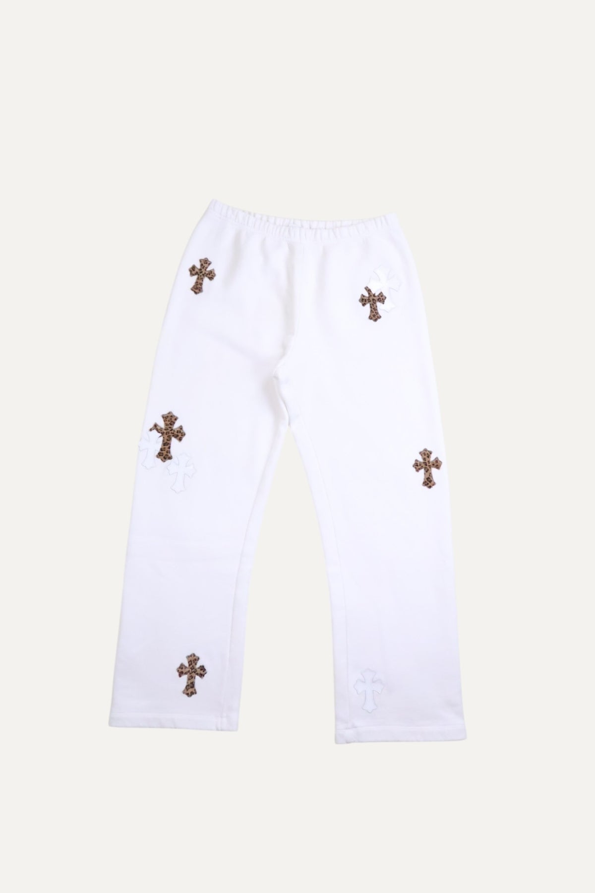 Paperjam White Cheetah Cross Flooded Patch Sweatpants