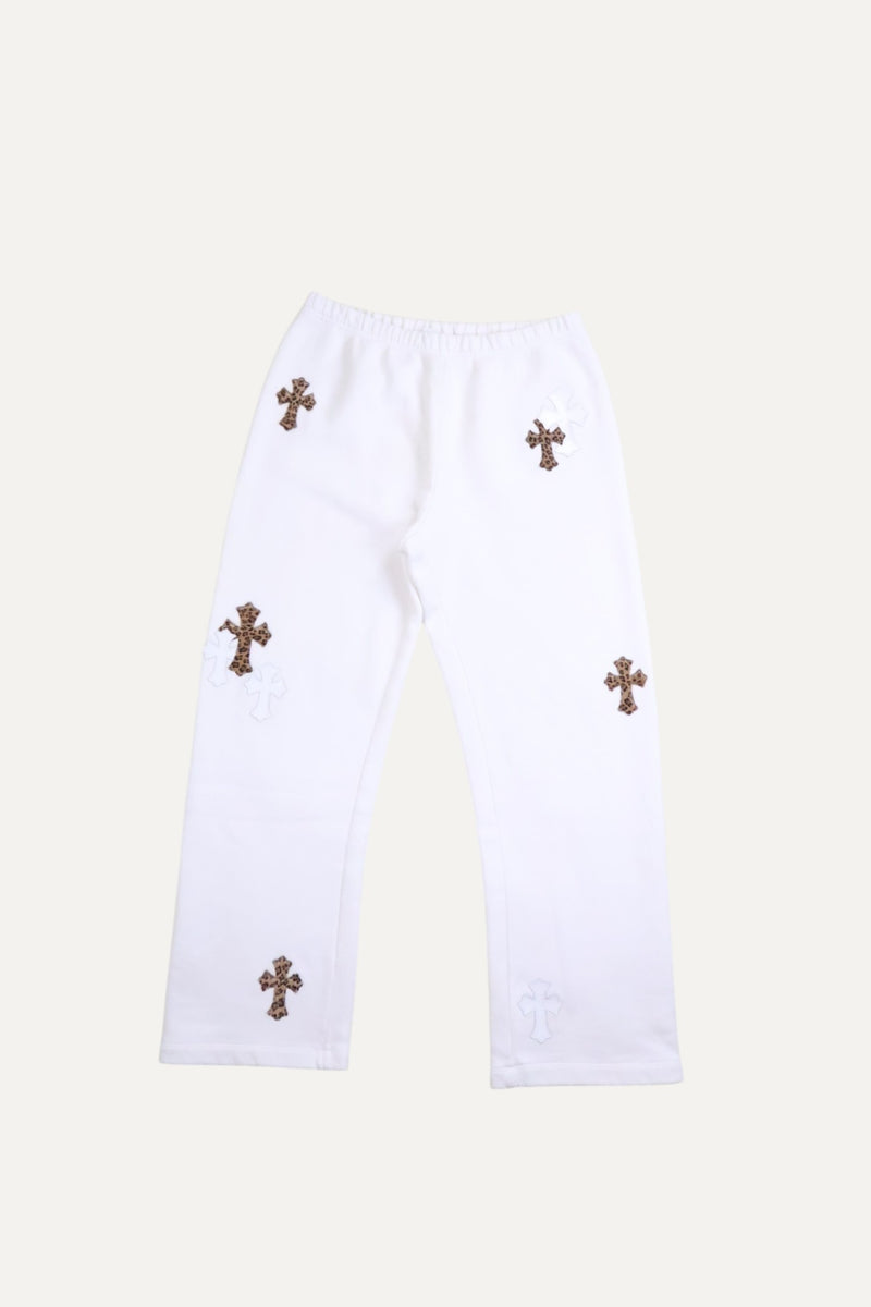 Paperjam White Cheetah Cross Flooded Patch Sweatpants