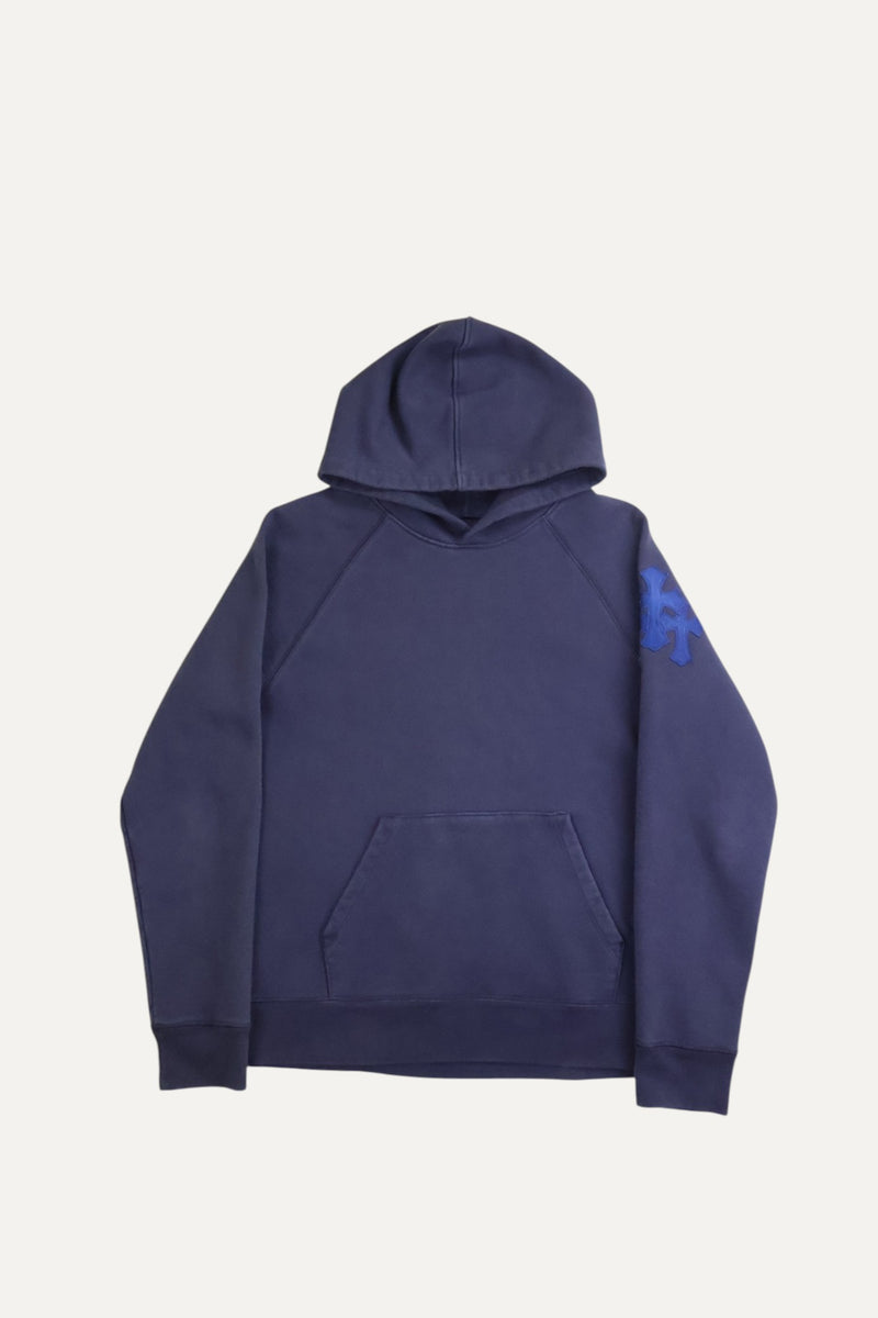 Paper Jam Leather Triple Cross Navy Blue Patch Hoodie