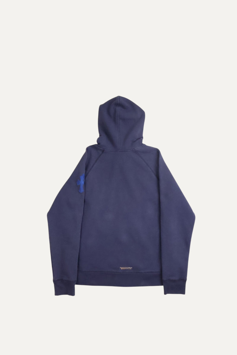 Paper Jam Leather Triple Cross Navy Blue Patch Hoodie