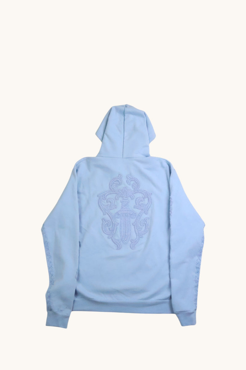 Blue Vine Dagger Beaded Zip Up Hoodie