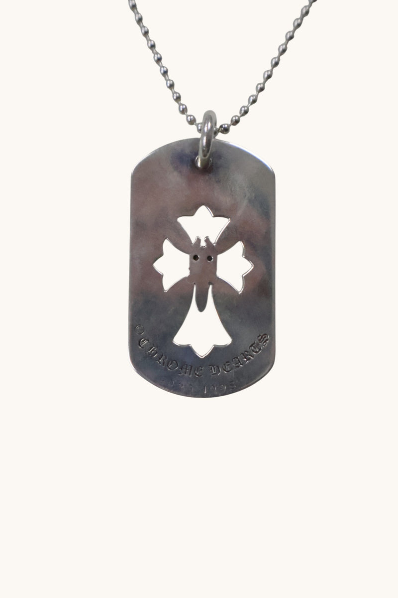 Silver Dagger Cross Dog Tag Pendant