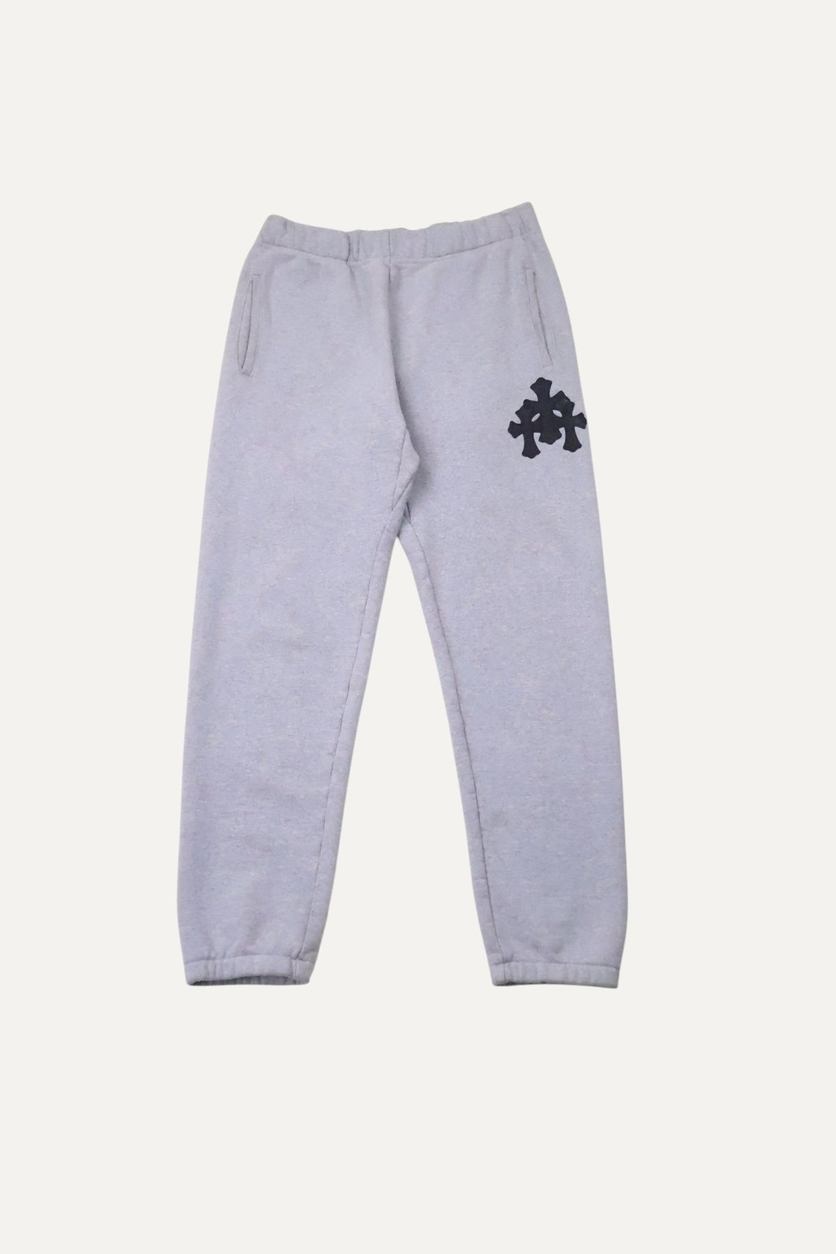 Paper Jam Leather Triple Cross Patch Grey Sweatpants