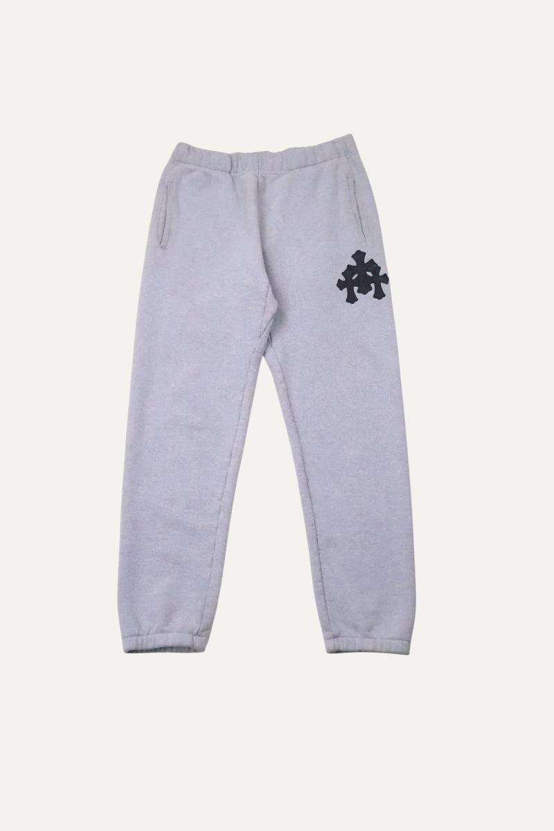 Paper Jam Leather Triple Cross Patch Grey Sweatpants
