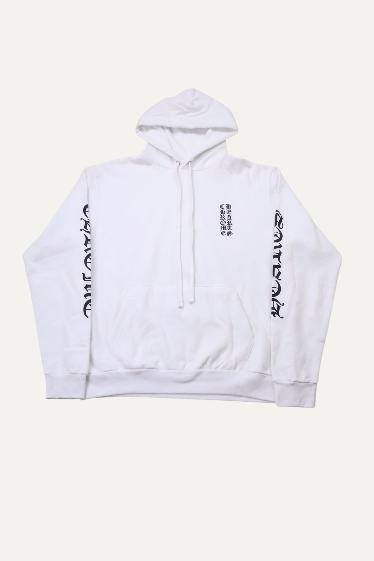 White Vertical Logo Hoodie