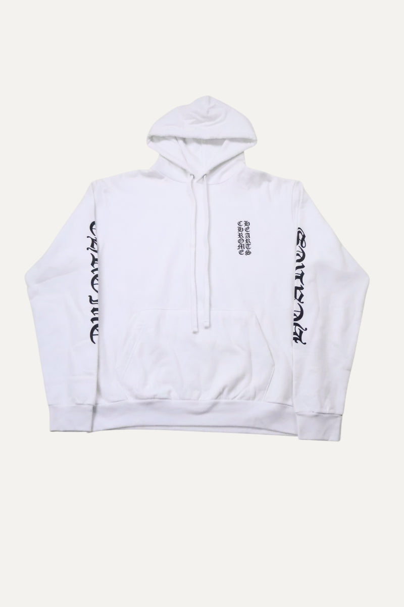 White Vertical Logo Hoodie