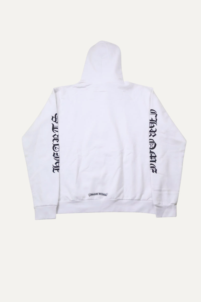 White Vertical Logo Hoodie