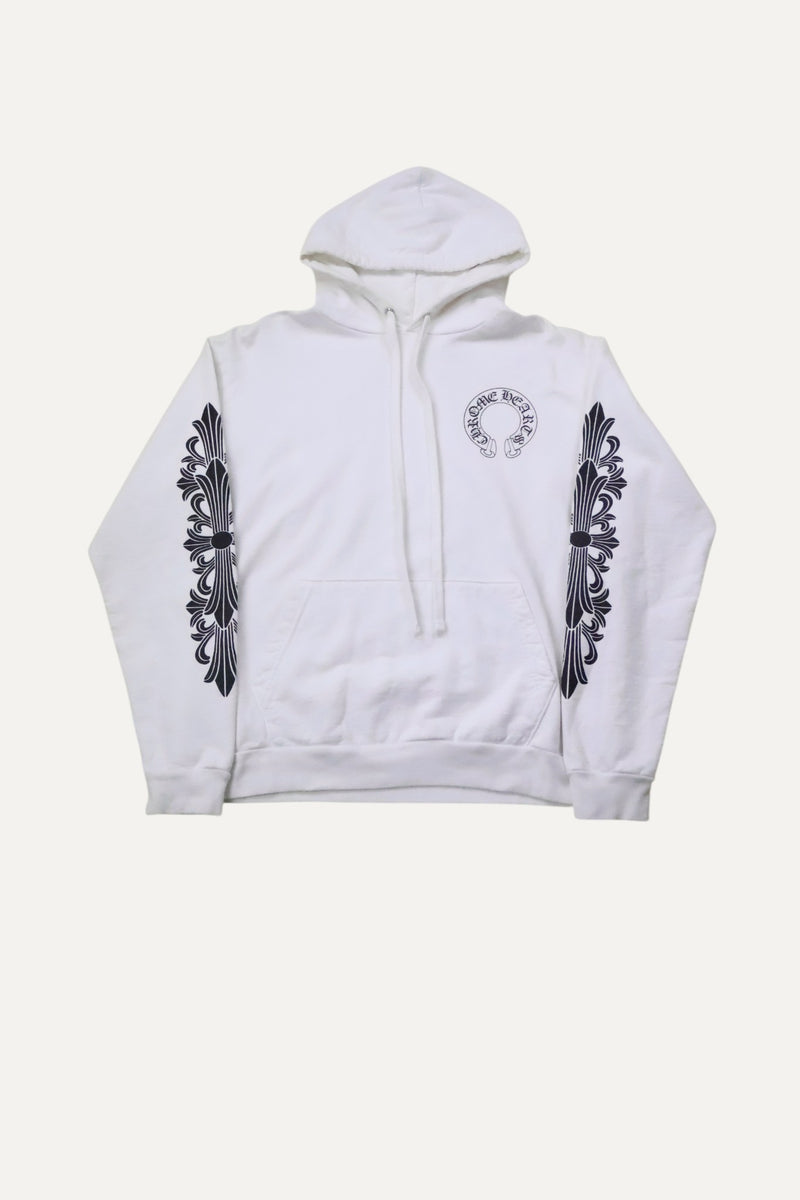 White Horseshoe Floral Hoodie