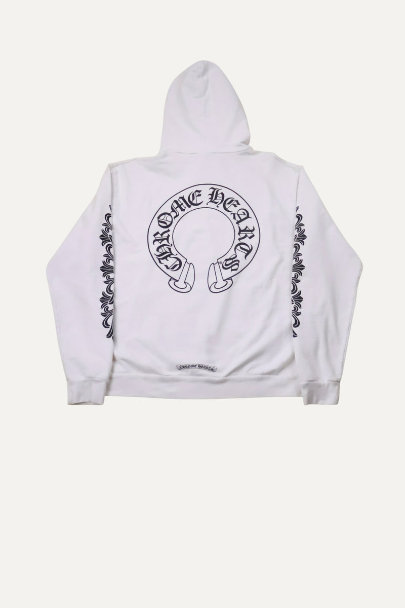 White Horseshoe Floral Hoodie