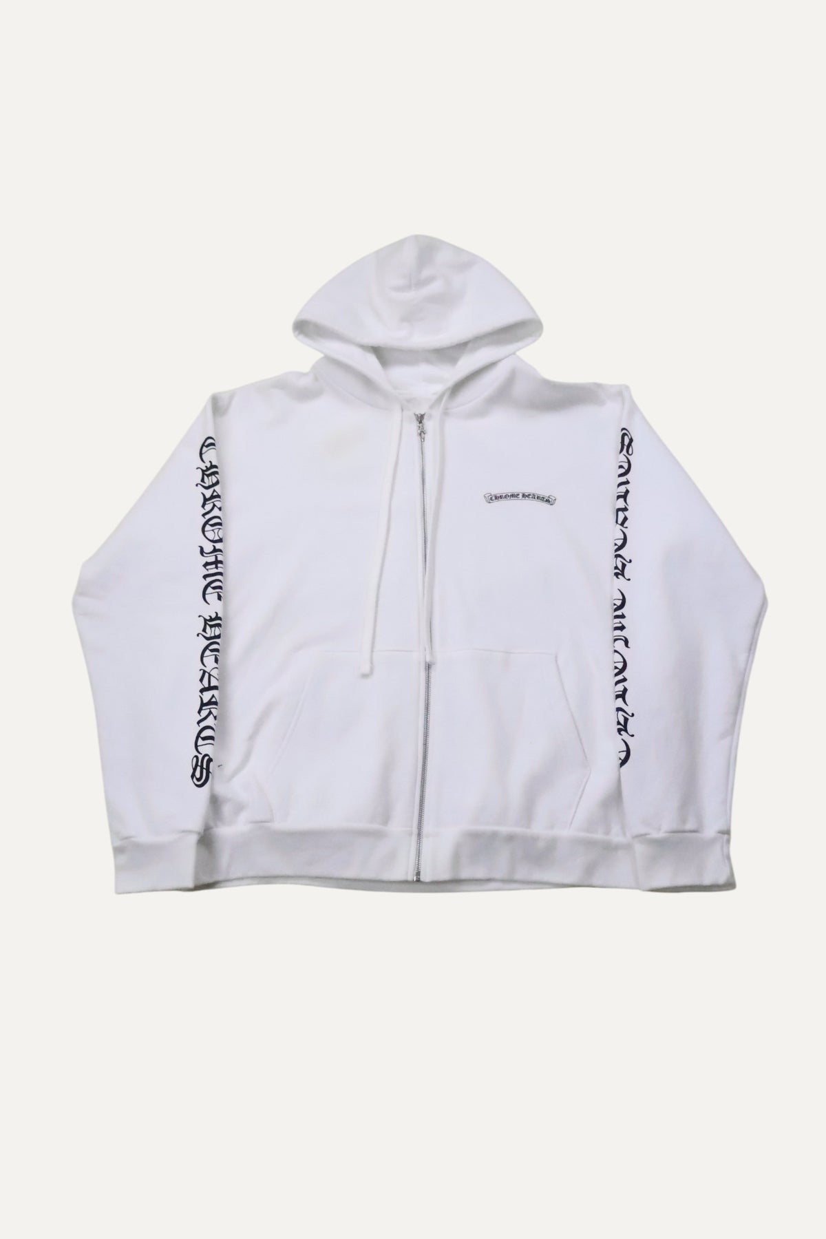 White Scroll Logo Zip Up Jacket