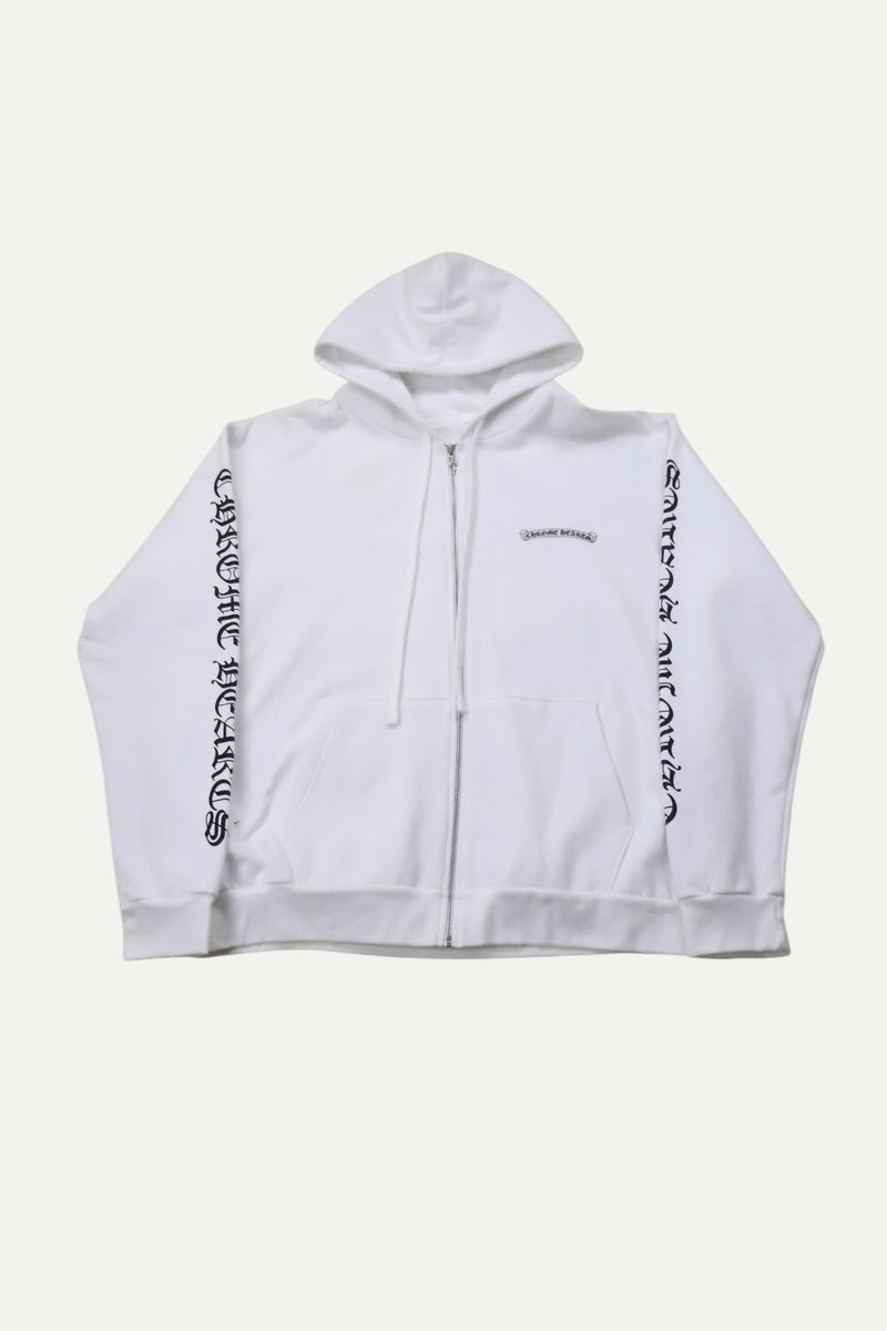 White Scroll Logo Zip Up Jacket