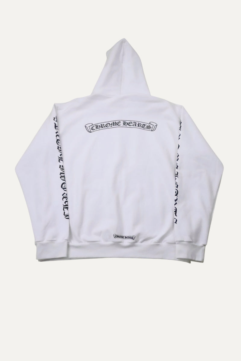 White Scroll Logo Zip Up Jacket