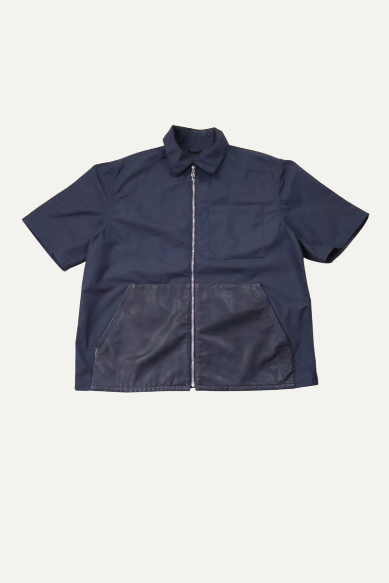Nylon Leather Patch Shirt Jacket