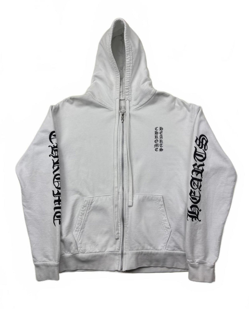 Chrome Hearts White Monogram Vertical Logo Zip Up