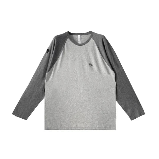 Cross Patch Embroidered Silk Raglan Long Sleeve Tee