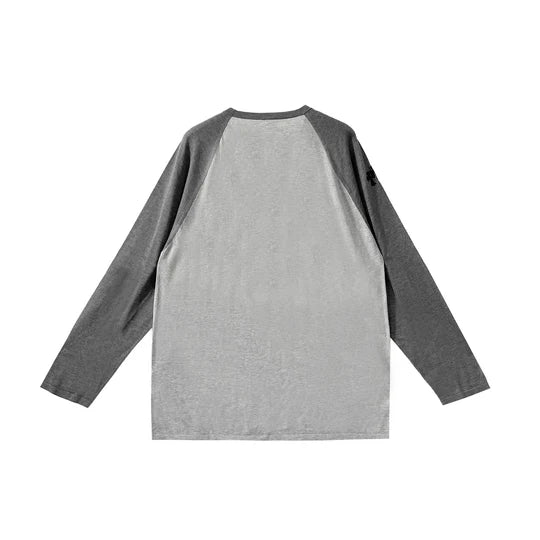Cross Patch Embroidered Silk Raglan Long Sleeve Tee